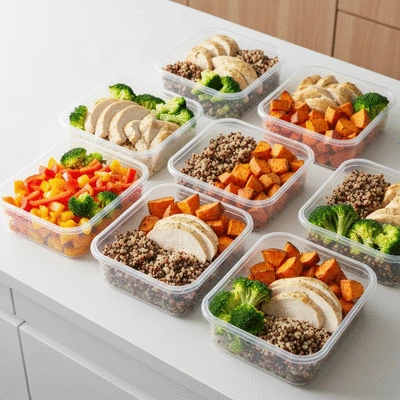 Healthy meal prep for calorie controlled diet