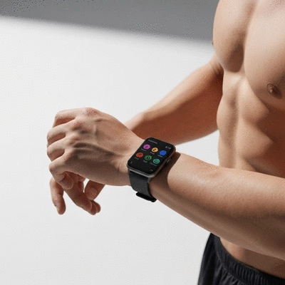 Person using a fitness tracker to monitor calories