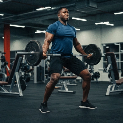 Athlete lifting weights in a gym, focus on muscle growth and strength, dynamic shot, no text, no words, no typography, 8K