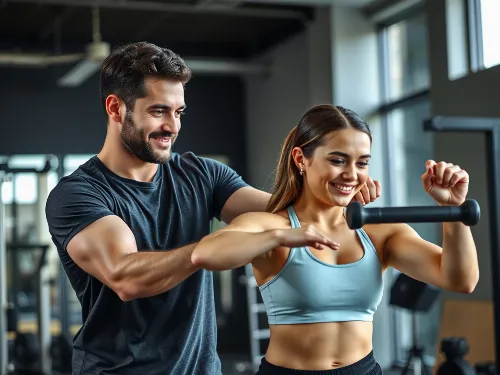 Personalized training session with a coach and client